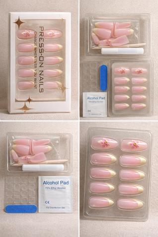 Glossed Muse™ | Premium Soft Gel Press-On Nails – Soft Yellow French Bloom