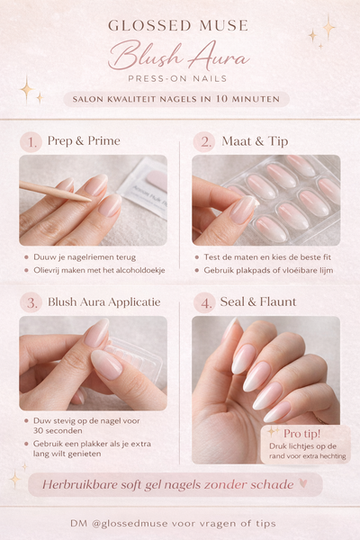 Glossed Muse Blush Aura Press-On NailsSoft Pink Ombre  Premium Soft Gel Salon Look in Minutes